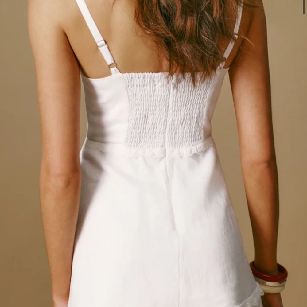 Reformation Arya Linen Dress Ivory - Size 0 - Picture 2 of 2